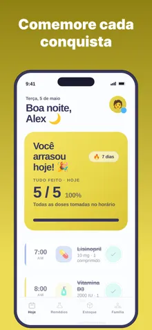 Celebração ao completar todas as doses do dia